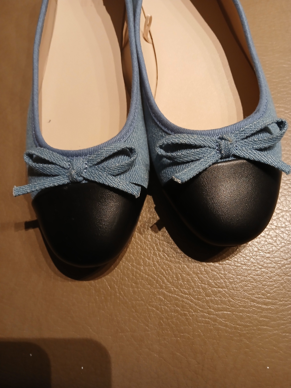 GAP Blue Fabric Ballet Flats with Black Toe Detail